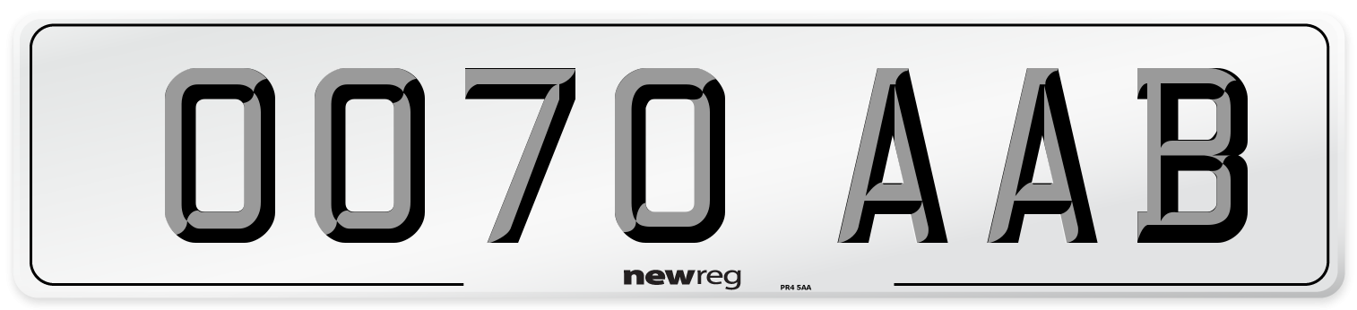 OO70 AAB Number Plate from New Reg